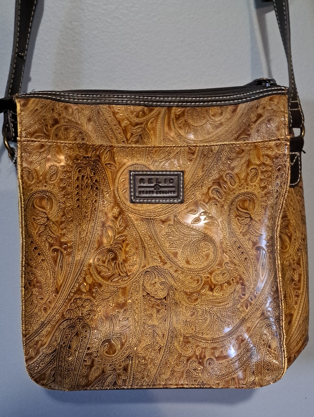 Relic Embossed Paisley Tan Crossbody Bag